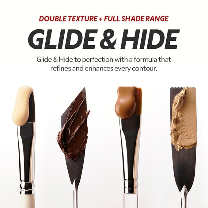 TIRTIR Glide&Hide Blurring Concealer - Creamy texture, Conceals dark circles and wrinkles, Dual formula (liquid tip & balm stick), Long-lasting wear, Korean Makeup, #5C, 0.28 Oz