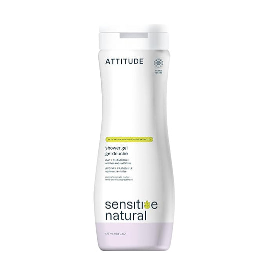 ATTITUDE Body Wash for Sensitive Skin with Oat and Chamomile, EWG Verified, Dermatologically Tested, Vegan, Chamomile 16 Fl Oz
