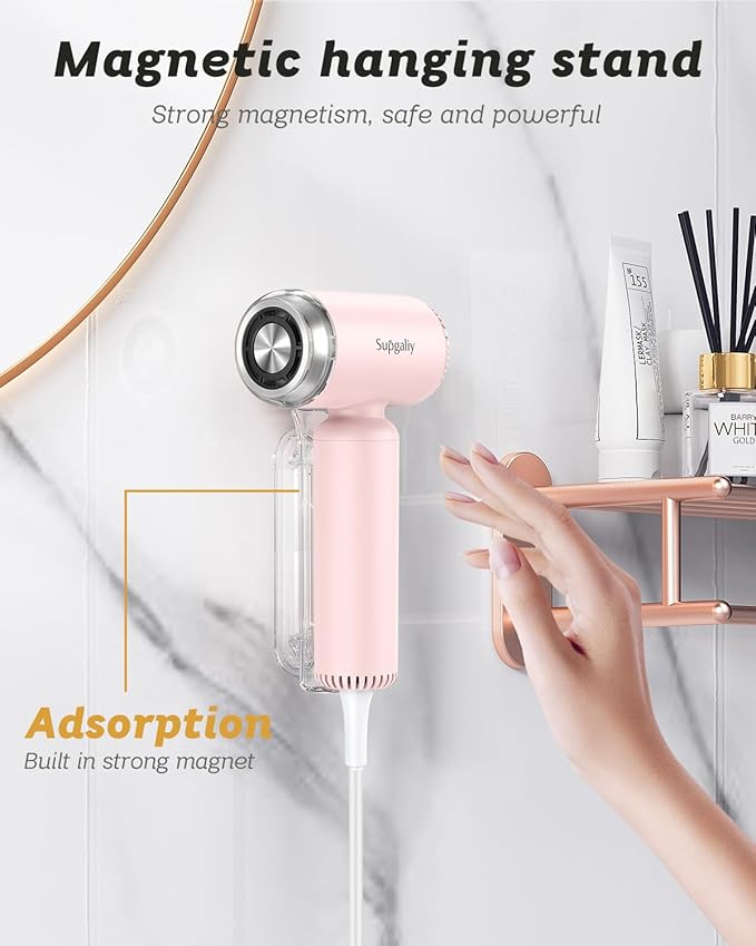 Hair Dryer - Mini HairDryer, Ionic High-Speed Motor for Fast Drying, Portable Lightweight Blow Dryer, Quiet Blowdryer with Magnetic Curly Diffuser & Concentrator for Home Travel ONLY 110V