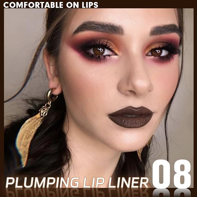 Plump Matte Crayon Lip Liner Pencil, SmokyTaupe Lip Liners Lipstick, Long-Lasting Waterproof Creamy Formula, With Silicone Smudger for Define Contours & Sculpting Lip, 0.75g/0.026oz