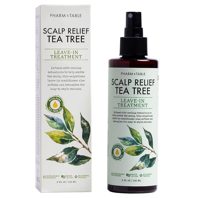 Leave In Conditioner Spray - Tee Trea Scalp Treatment - Anti-Dandruff and Dry & Itchy Scalp treatment, Hydrating & Medicated Formula for Psoriasis and Scalp Care - Detangles & Nourishes Hair.