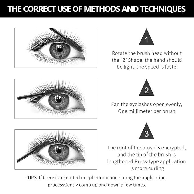 Silk Fiber Lash Mascara Smudge-Proof Extension Voluminous Fiber Mascara Natural & Waterproof Long-Lasting No Flaking/No Clumping (2 Packs)