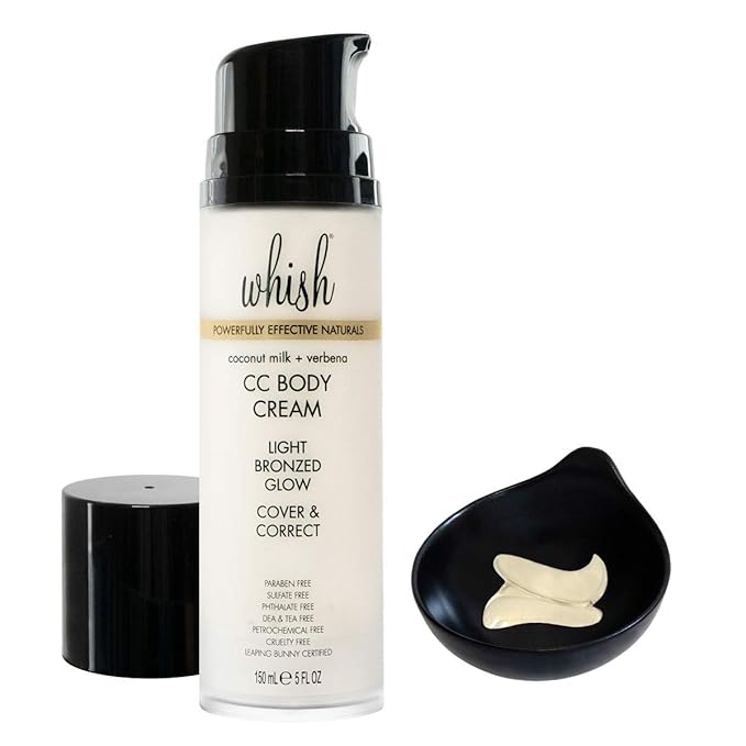 Whish Coconut Milk & Verbena CC Body Cream - Color Correcting Moisturizer with Shea Butter & Aloe - Leaves Skin With An Instant Glow - Paraben & Sulfate Free - 5 fl oz