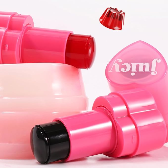 5 Colors Hydrating Lip & Cheek Tint, Long-Lasting Jelly Blush Stick with Cooling Effect, Watercolor-Like Finish (# 02)