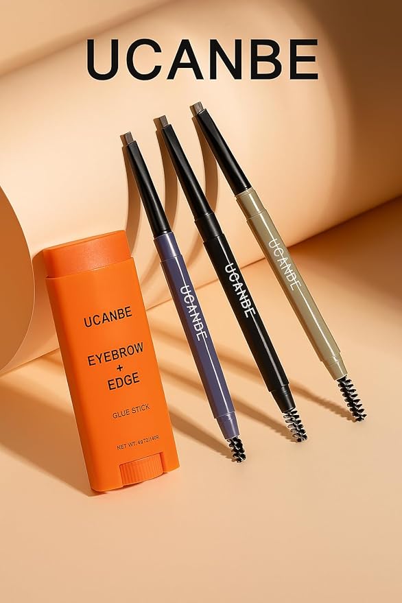 UCANBE Eyebrow Pen - Eyebrow Pencil 3-in-1 Eye Brow Pencils for Women & brow glue,waterproof eyebrow pencil,eye brow gel,Long-Lasting Dual-Sided Brow Pencil with 3 Types Tips,02Light Brown