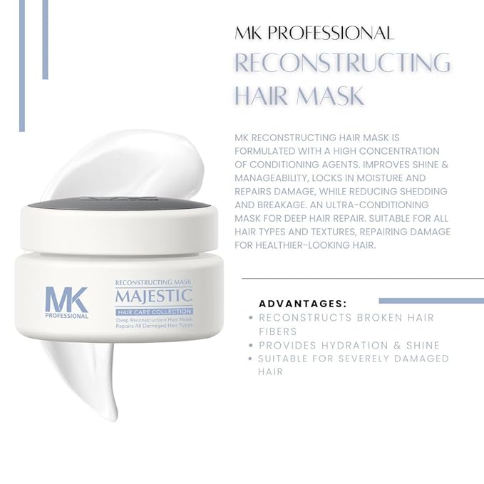 MK PROFESSIONAL Hair Mask for Dry Damaged Hair & Growth, Reconstructing Deep Conditioning Protein Mask, Provide Hydration & Shine, Prevent Future Breakage - 6.8 Fl Oz (200 ml)