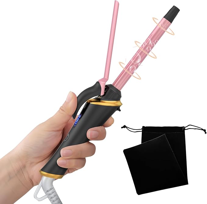Ukliss Mini Curling Iron for Short Hair, Creates Perfect Tight Ringlets & Bangs, Fast Heat 30s, 5 Temp Settings, Dual Voltage, Auto Shut-Off & Anti-Scald Tip, Travel Friendly (Black, 1/2 Inch)