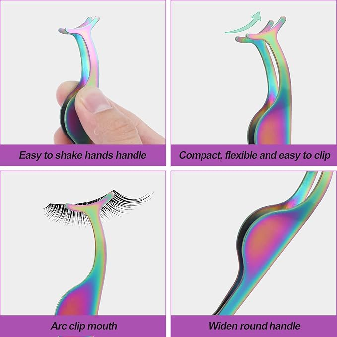 26 Pieces False Eyelashes Applicator Tool - FEITA Professional Falses Eyelash Extension Stainless Steel Clip Remover Tweezers for Lashes Application and Removal Supplies (Assorted Colors)