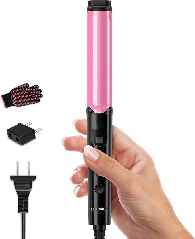DORISILK Mini Curling Wand Travel Size，Dual Voltage Curling Iron for European and International Voltage,1 Inchl Barrel Curling Iron for Short Hair,