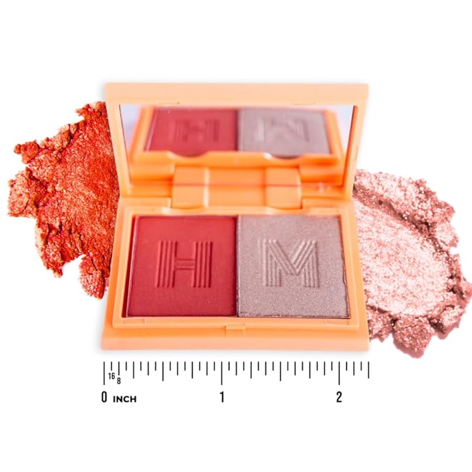 Blush + Brighten Highlighter Duo, Mini Lightweight Blendable Shimmer Blush, High Pigmented Makeup Powder Palettes, Cruelty Free - BoSS Babe