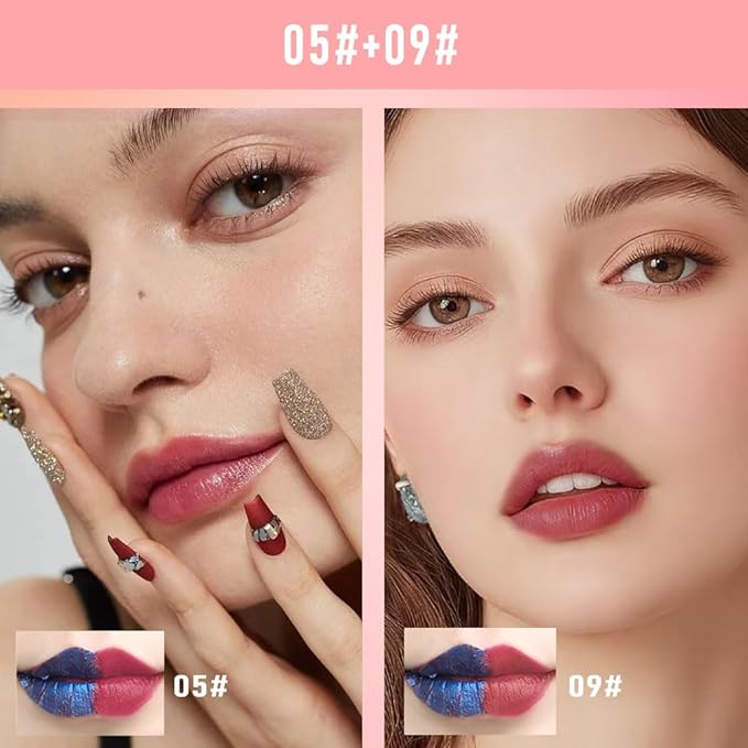 Matte Liquid Lip Gloss Peel Off Masque - Peel Off Lip Stain Tattoo, Long Lasting Waterproof Transfer-proof Lip Mask Lip Stain Peel Off Lip Gloss, Peel Off Lip Tint for Lip Makeup 05#+09#
