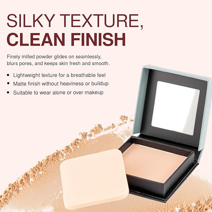 Palladio Pressed Rice Powder, Face Mattifying Setting Powder, Oil Absorbing, Poreless Makeup Foundation Perfecting, Facial Blotting Compact with Mirror, Includes Sponge, Translucent