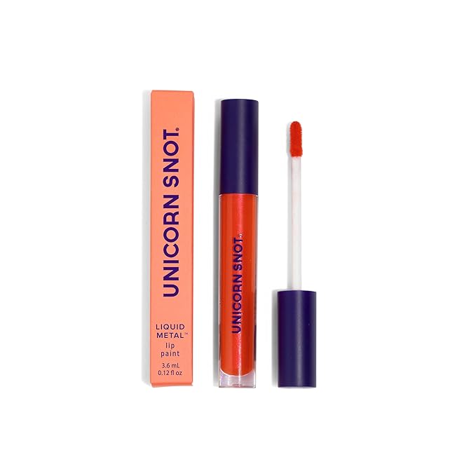 UNICORN SNOT Liquid Metal Lip Paint - Metallic Lip Gloss - Non-drying, Long-lasting Liquid Lipstick, Intense Pigment Color with Metallic Shimmer - Vegan, Cruelty-Free Makeup, Fiery Red (Lava)