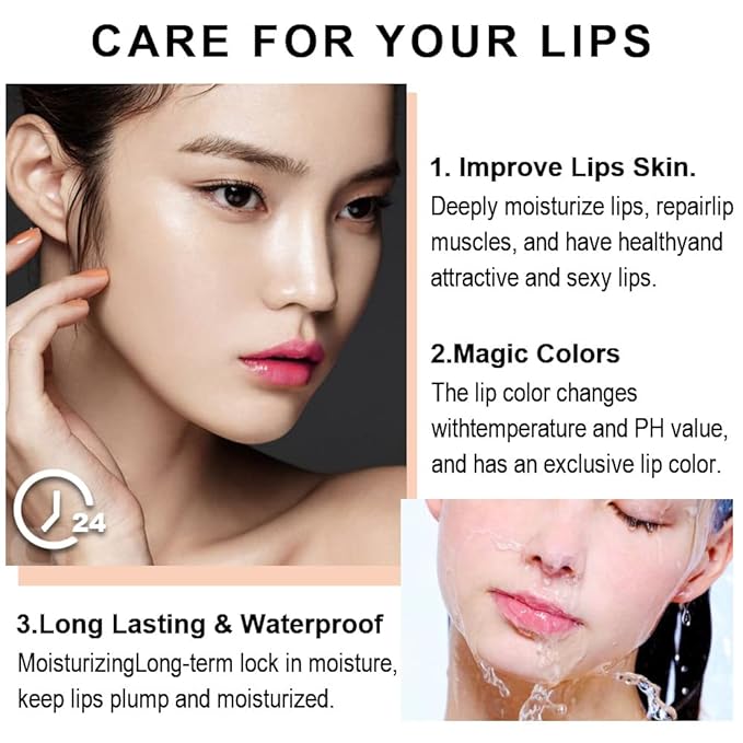 BINGBRUSH Aloe vera Color Changing Lipstick,Moisturizer Long Lasting Lip Care Magic Lip Gloss,Makeup Lipstick Set (3Pcs Strawberry+ Red Cherries+ Peach, 3 Count (Pack of 1))