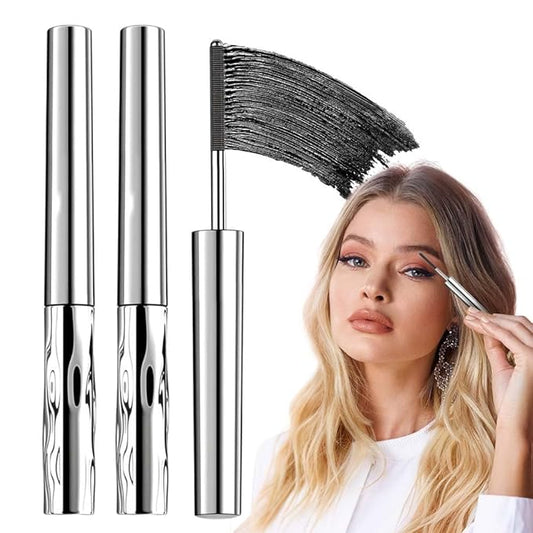 Iron Wand Mascara, Waterproof Metal Wand Mascara - Brushless Design for 3D Curling, Volumizing & Lengthening，Long-Lasting No Clumping EyelashMascara (Black & Brown)