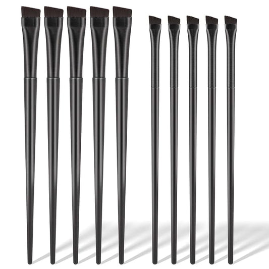 10 Pcs Angled Eyebrow Eyeliner Brush Set Eyebrow Tint Brush Flat Eyebrow Brush Applicator, Fine Angled Ultra Thin Angled Eyeliner Eyeshadow Eyebrow Makeup Brush Applicator