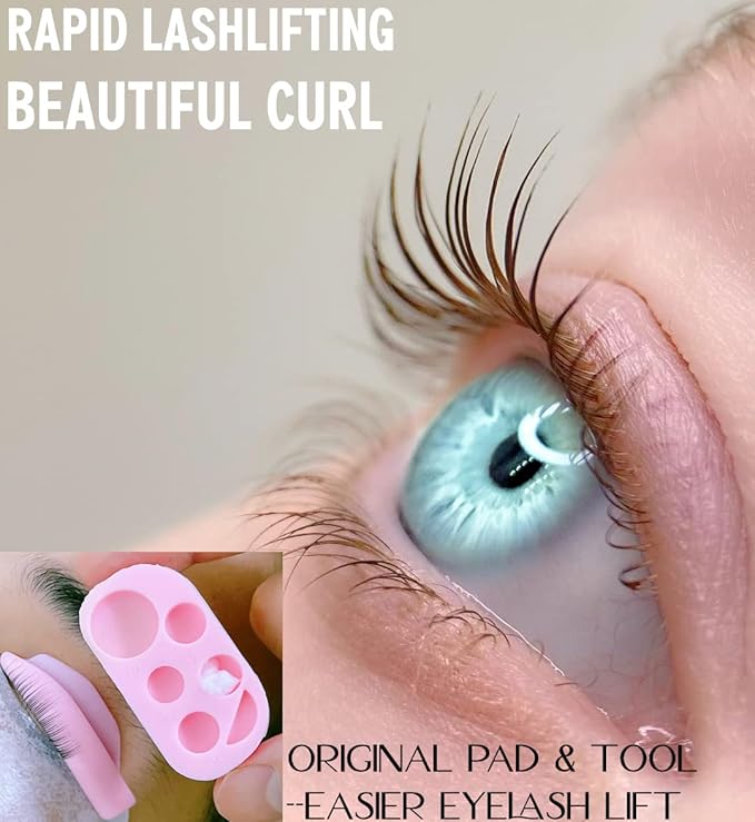 Lash Lift Brow Lamination Kit 7 Minutes Perm Lash Rapid Eyelash Perming Kit with Silicone Shield & Tool Durable Lash Lifts Curling Lash 6 Week Full Eyebrow Lamination Set DIY at Home Easily