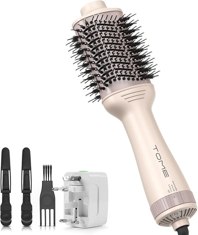 Tome Blow Dryer Brush, 3 Inch Dual Voltage Hair Dryer Brush in one, Hot Air Brush Faster Blowouts with Tons of Volume and Less Frizz
