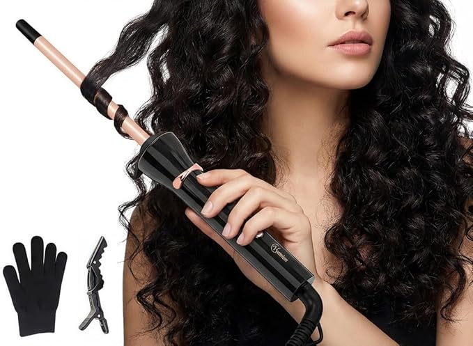 3/8 Inch Small Wand Curling Iron, 9mm Tiny Curling Wand for Short & Long Hair, 10S Instant Heat Up, Maximum Temperature 420°F, Includes Heat Protective Glove & Clips