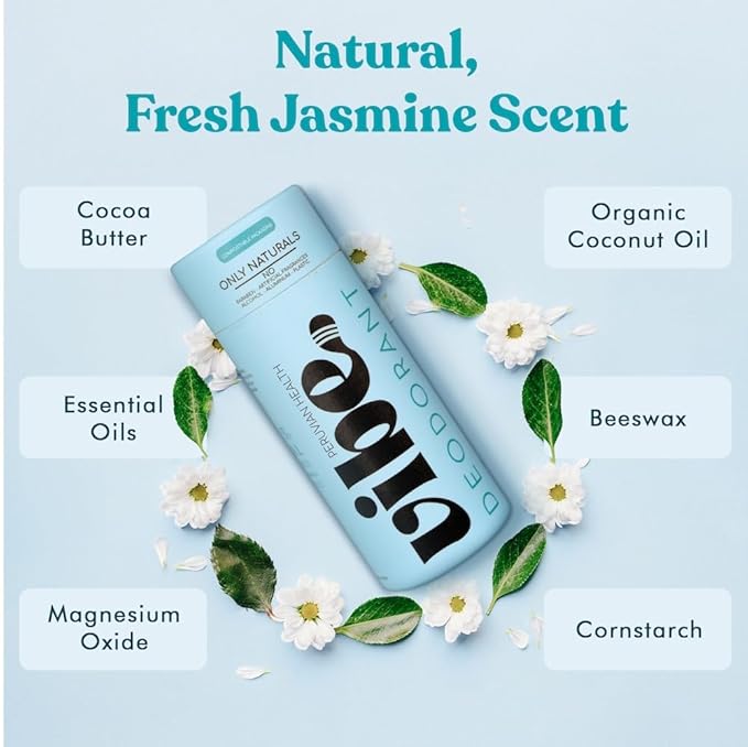 Aluminum Free Deodorant for Women and Men 2 Pack - Natural & Long Lasting Odor Control with Organic Coconut Oil and Beeswax for Sensitive Skin, Plastic Free