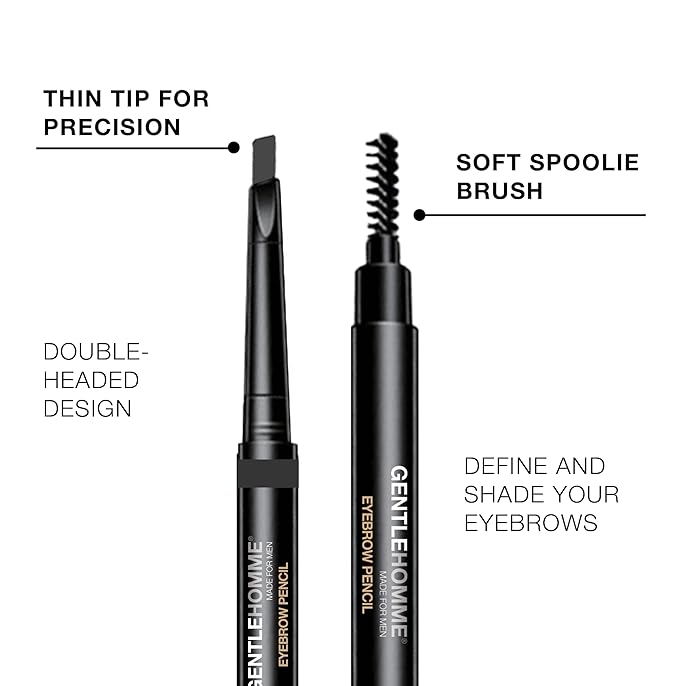 Men's Brow Pencil - 2-in-1 Brow Brush & Lead Pencil - Shape, Define & Fill In Eyebrows - Ultra-Thin - Long-Lasting Color - Vegan - Gray