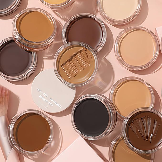Kaely 2Pcs Cream Pot Concealer Full Coverage Makeup Set, Under Eye Brightener Color Correcting Concealer for Dark Circles, Waterproof Foundation Palette with Brush, Corrector de ojeras, 07+08
