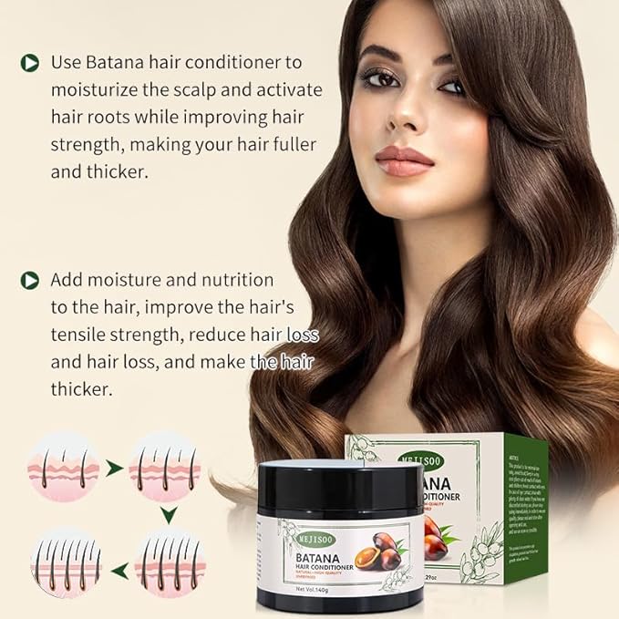 Batana Oil Conditioner for Dry Damaged Hair – Hydrating & Repairing Hair Treatment with Organic Batana Oil, Sulfate-Free & Paraben-Free – Smoothing, Detangling, Color Safe, 5.3 fl oz