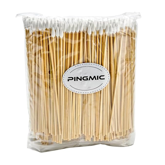 1000PCS 6" Pointed Cotton Swabs - Long Swab with Bamboo Sticks - Lint Free, Highly Absorbent Precision Cotton Tip for Tight Space Cleaning