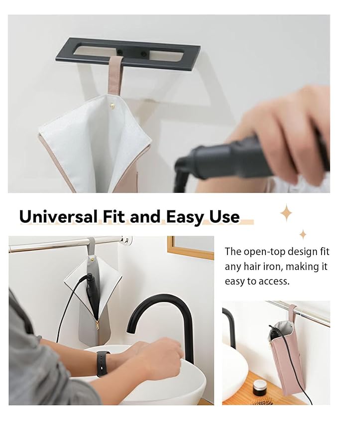 Hot Iron Holder & Mat, Heat Resistant Travel Bag for Curling Iron, Flat Iron - Hair Tool Organizer for Home, Travel
