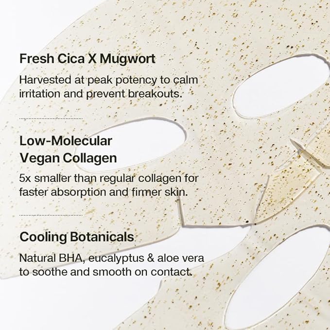 NDP Collagen Cica Cooling Hydro Mask – World’s First Freeze-Ready Hydrogel Face Mask with 55,000Da Vegan Collagen, Real Mugwort & Centella – Korean Mask for Sensitive Skin (36g x 1ea)
