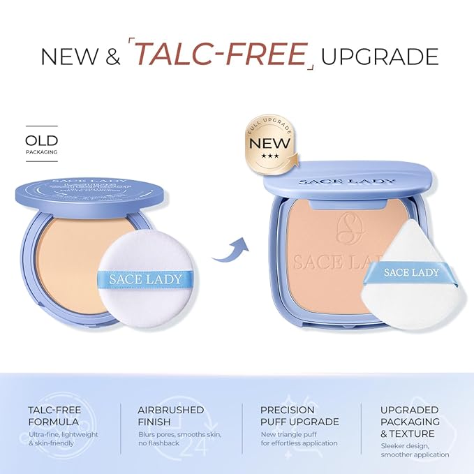 SACE LADY Face Powder Waterproof Setting Makeup, Talc-Free Oil Control Pressed Powder Compact for Women, Blurring Pores Matte Long Lasting Up to 24 Hours, Cruelty-Free (#05 Pink, 0.35Oz)