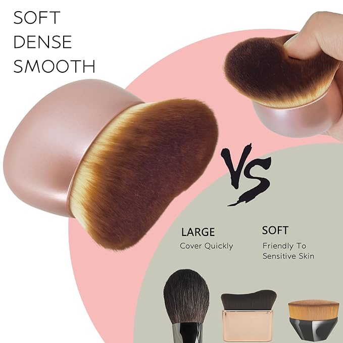Oversize Self Tanner Brush Extra Large Body Makeup Brush, 75 mm Wide-headed Kabuki Brush With Soft Synthetic Hair for Leg Makeup& Bronzer Blend, Provides More Even Application