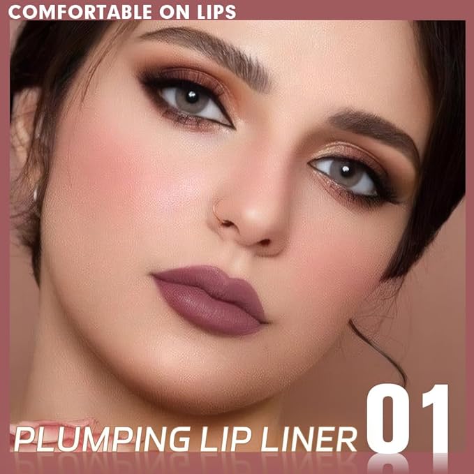 Plump Matte Crayon Lip Liner Pencil, Plum Lip Liners Lipstick, Long-Lasting Waterproof Creamy Formula, With Silicone Smudger for Define Contours & Sculpting Lip, 0.75g/0.026oz