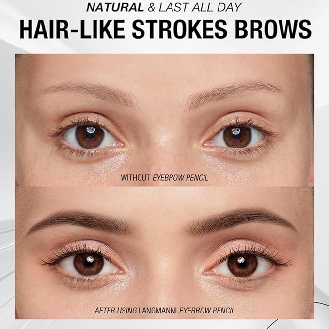 Curved Eyebrow Pen, Eyebrow Pencil Dual-Ended with 2-Fork Tip for Women, Effortlessly Creates Natural Hair-Like Brows, Lasts All-Day Waterproof & Smudge-Proof Formula (#1 LIGHT BROWN)