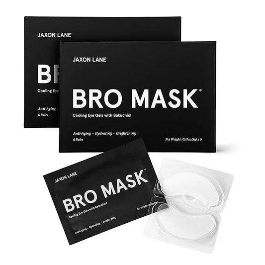 BRO MASK Under Eye Patches for Men with Hydrogel (6 x 2 pack) - Anti-Aging Korean Eye Masks for Dark Circles and Puffiness - Puffy Under Eye Treatment - Perfect Skin Care for Men
