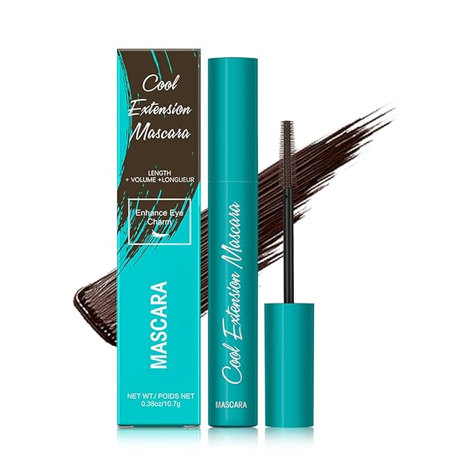 Volume and Length Mascara, Waterproof & Quick-Drying, with Silicone Brush, Long-Lasting No Flaking Natural No Clumping 0.38Oz (Brown, 0.38Oz)