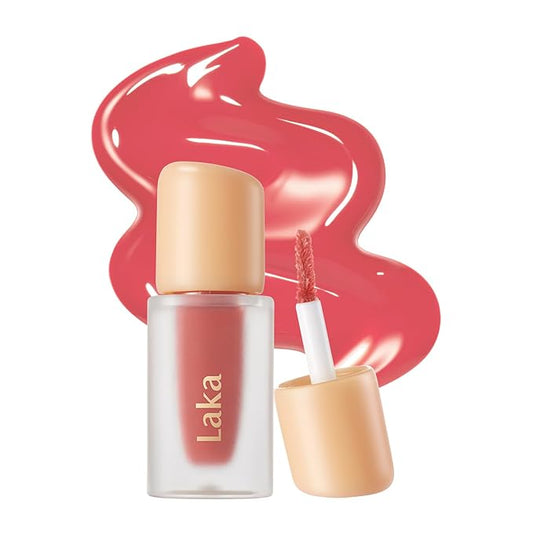 Laka Fruity Glam Lip Tint Mini, Glowing Lip Stain with Wide Color Spectrum, Hydrating & Lightweight Texture, Long-Lasting Bold Stain, Non-Sticky, Vegan, K-Beauty (101 Joyful)