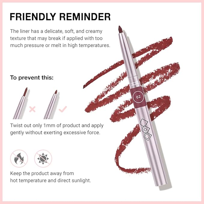 Matte Cherry Red Retractable Lipliner Pencil, Highly-Pigmented lip pencil, Long Lasting Waterproof Makeup Crayon for Lip Liner and Eye Liner, Smooth and Creamy, Rich Colors, Smooth Application, 02#
