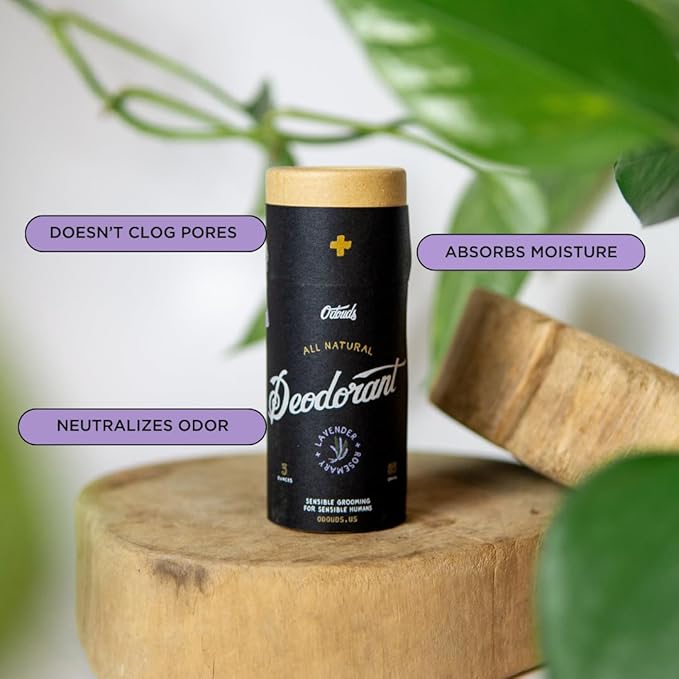 O'Douds Natural Deodorant - Aluminum Free, Paraben Free, Vegan Deodorant for Men & Women - Long-Lasting Protection & Gentle Formula for All Skin Types, 3 oz. (Lavender & Rosemary)