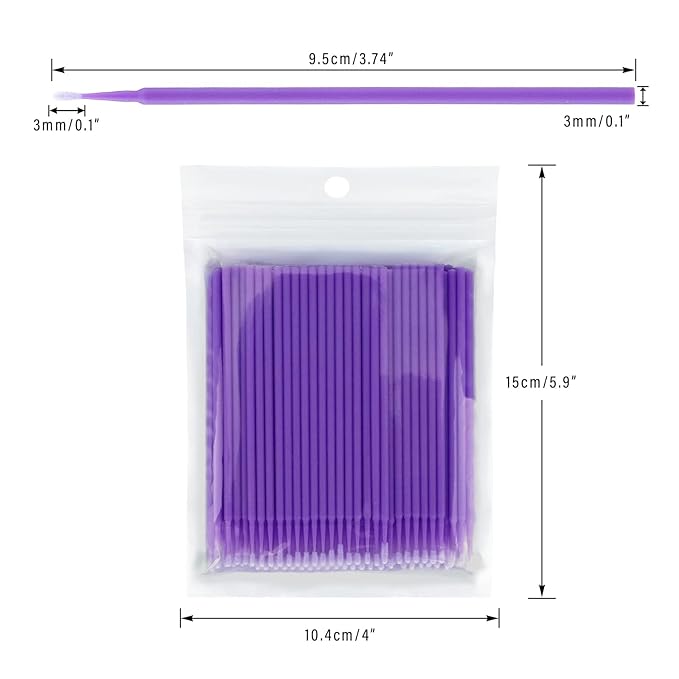 G2PLUS Micro Swabs - 100pcs Cotton Swabs for Makeup, Purple Disposable Applicators Brush for Nails, Eyeliner and Lash Tech Supplies