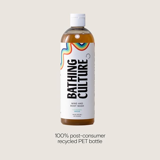 Bathing Culture, Organic Mind + Body Wash, Natural, Biodegradable, Sustainable, Vegan Personal Care, All Natural Organic Body Wash for Women and Men, PCR Plastic Bottle, 16 fl oz, Cathedral Grove