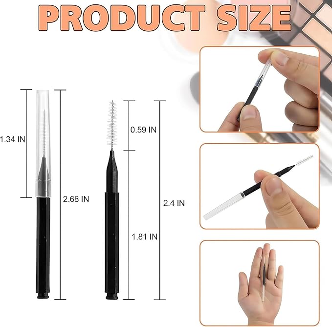 100 Pcs Micro Brow Brush with Cap, Spoolie Lash Comb, Lift Tools for Eyebrow & Eyelash Extensions, Lamination (Black)
