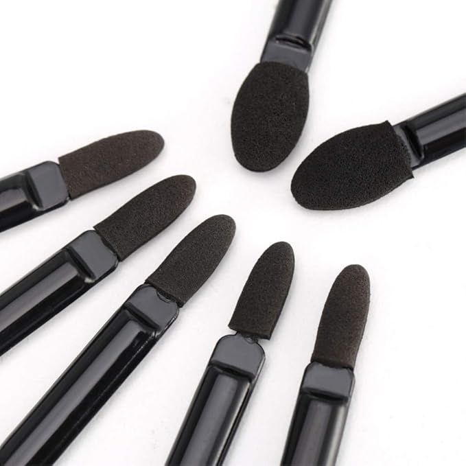 Professional Double Head Eyeshadow Brushes Cosmetic Tool 50 Pcs Disposable Dual Sides Eyeshadow Sponge Brushes Makeup Applicator, (Size: 2.44 inch, Color: Black)