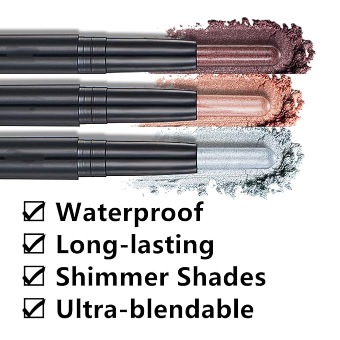 Caramel Eyeshadow Stick Makeup, Smooth Cream Shimmer Eye Shadow Pencil, Waterproof Hypoallergenic Long Lasting Crayon, Glitter Primer Palette Eyeliner