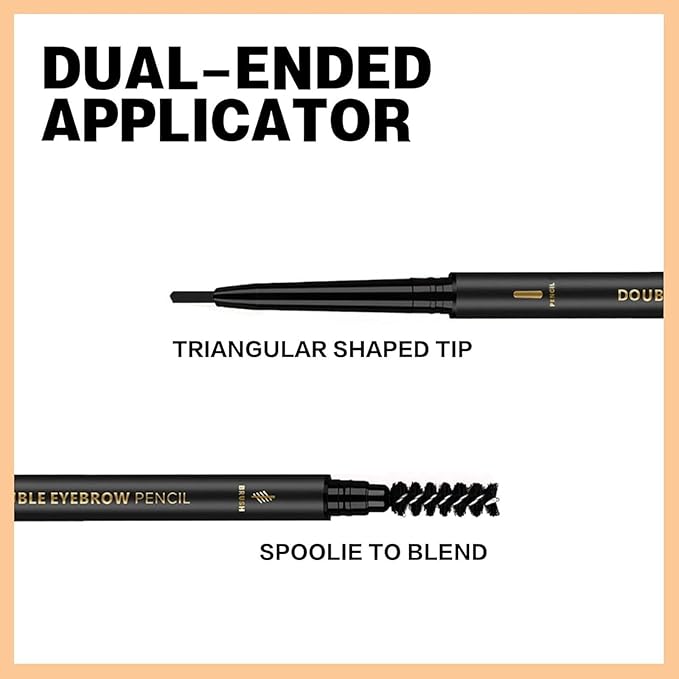 O'CHEAL 3Pcs Black Eyebrow Pencil, Premium Eye Brow Pencil with Spoolie Brush, Longwearing for Perfect Brows, Professional, Precision, Defines, Universal Waterproof Double-ended Eyebrow Pen for Women