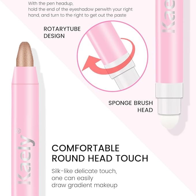 2-in-1 Cream Eyeshadow & Highlighter Stick, Waterproof Champagne Gold Shimmer Eye Shadow Pencil for Women, Long-Lasting Pigmented Makeup, sombras para ojos 21