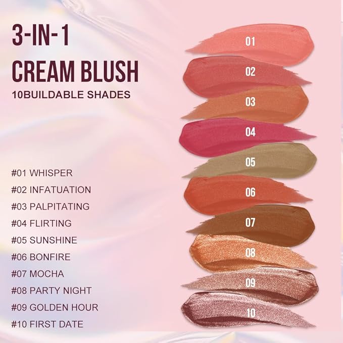 Multi-Use Waterproof Highlighter Stick with Brush – Unidollss 3-in-1 Cream Contour, Bronzer & Blush Stick for Cheeks, Eyes & Lips, Long-Lasting Glow, Easy Application(10 FIRST DATE)
