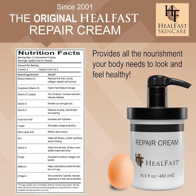 HealFast Sensitive Skin Repair Moisturizing Cream 16 Oz – For Dry, Itch– Fights Rashes, Dryness, Stretch Marks, Sunburn and Bed Sores – Herbal and Food Based Ingredients