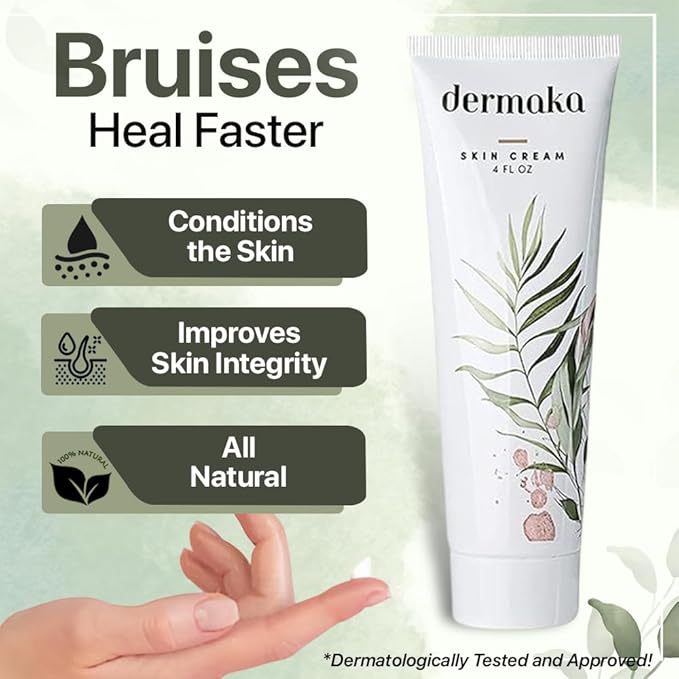 Dermaka All-Natural Cream 4 oz – Moisturizing Lotion with Arnica, Green Tea, Chamomile & Vitamin E – Hydrating, Fast-Absorbing & Non-Greasy Formula for Healthy-Looking Skin