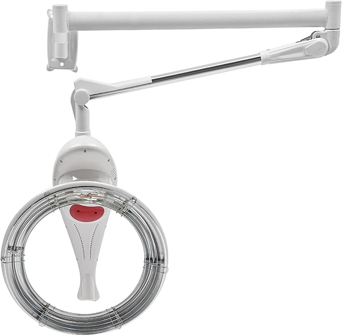 Wall Mounted Orbiting Hair Dryer, 950W Temperature Adjustable 360 Degree Rotating Heating Ring Rotating Hair Treatment Machine with Timer Infrared for Salon SPA (White)